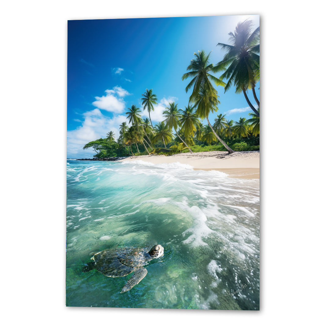 Tropical island wall art — paradise beach with turquoise waters by SkyloveArt
