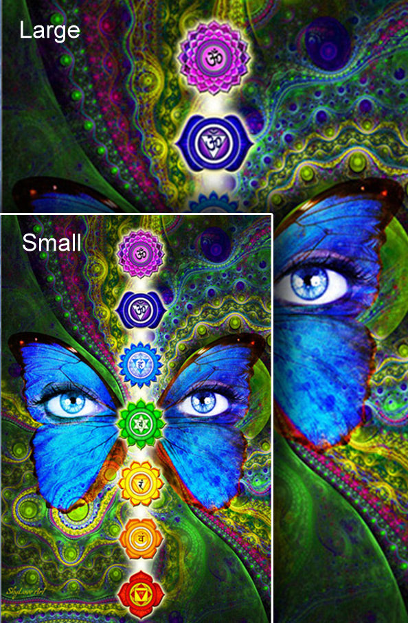 Chakra Butterfly tapestry — close-up