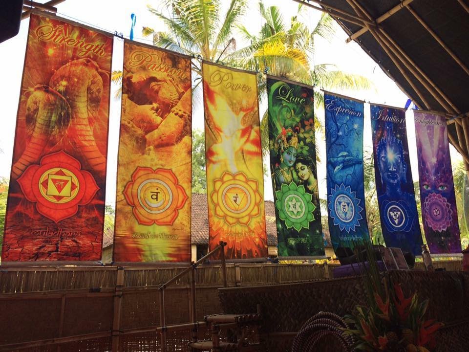Chakra Large Banners — set of 8 large chakra art banners on microfiber by SkyloveArt