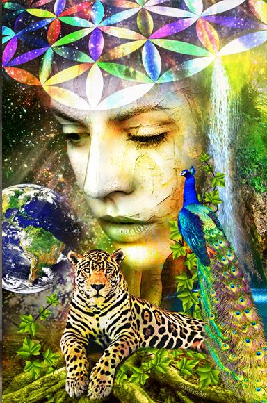 Gaia spiritual tapestry — Mother Earth goddess sacred art wall hanging by SkyloveArt