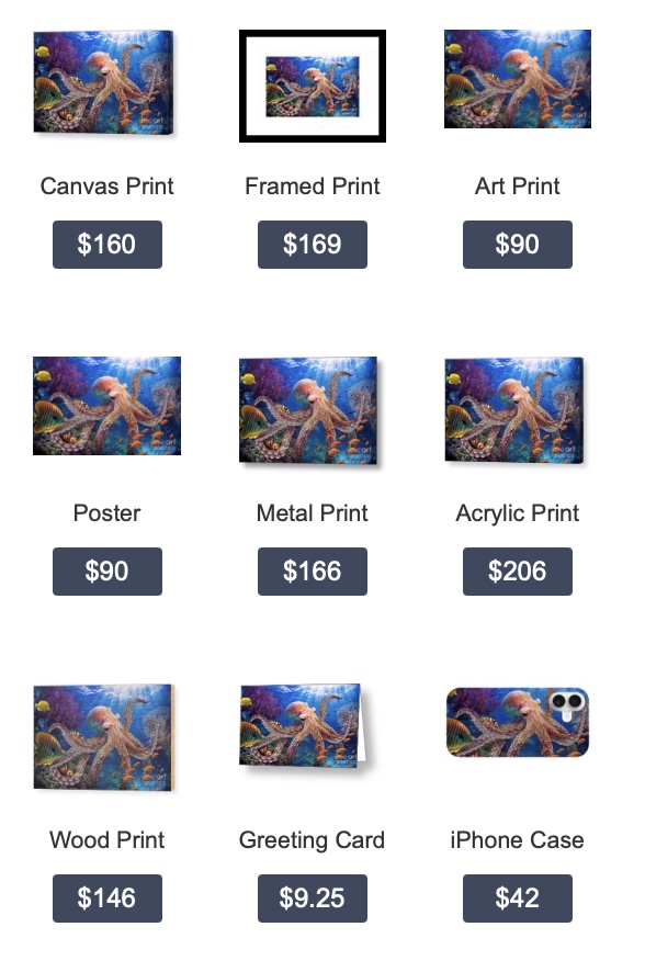 Octopus — underwater ocean life art print by SkyloveArt
